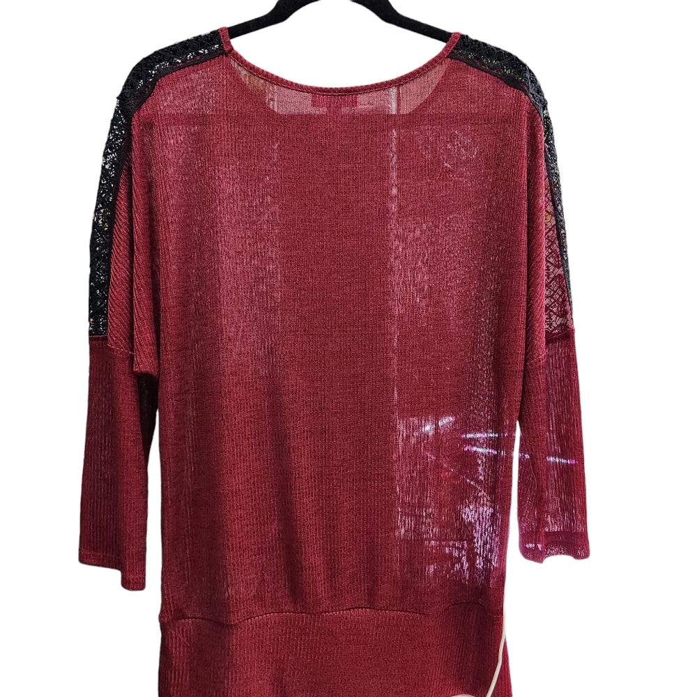 ALYX Dolman style Burgundy Top with Lace detail on sleeves Size XL
